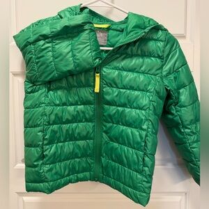 Primary Kids Green Hooded Puffer Jacket Size 4–5